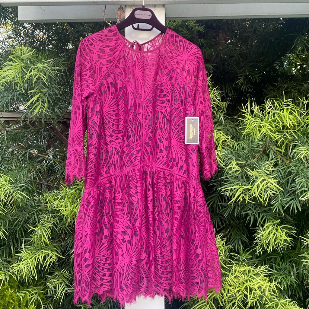 Juicy Couture Dark Pink Lace Mini Dress, Size Small
